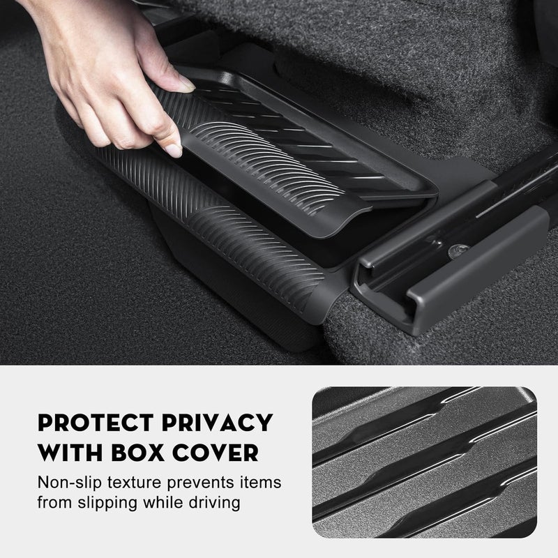 KUNIST 2026 New Model Y Juniper Backseat Trash Can Organizer TPE Storage Box with Anti-Slip Lid Cover Underseat Storage Tray for 2025-2026 Tesla Model Y Juniper Accessories - Image 5